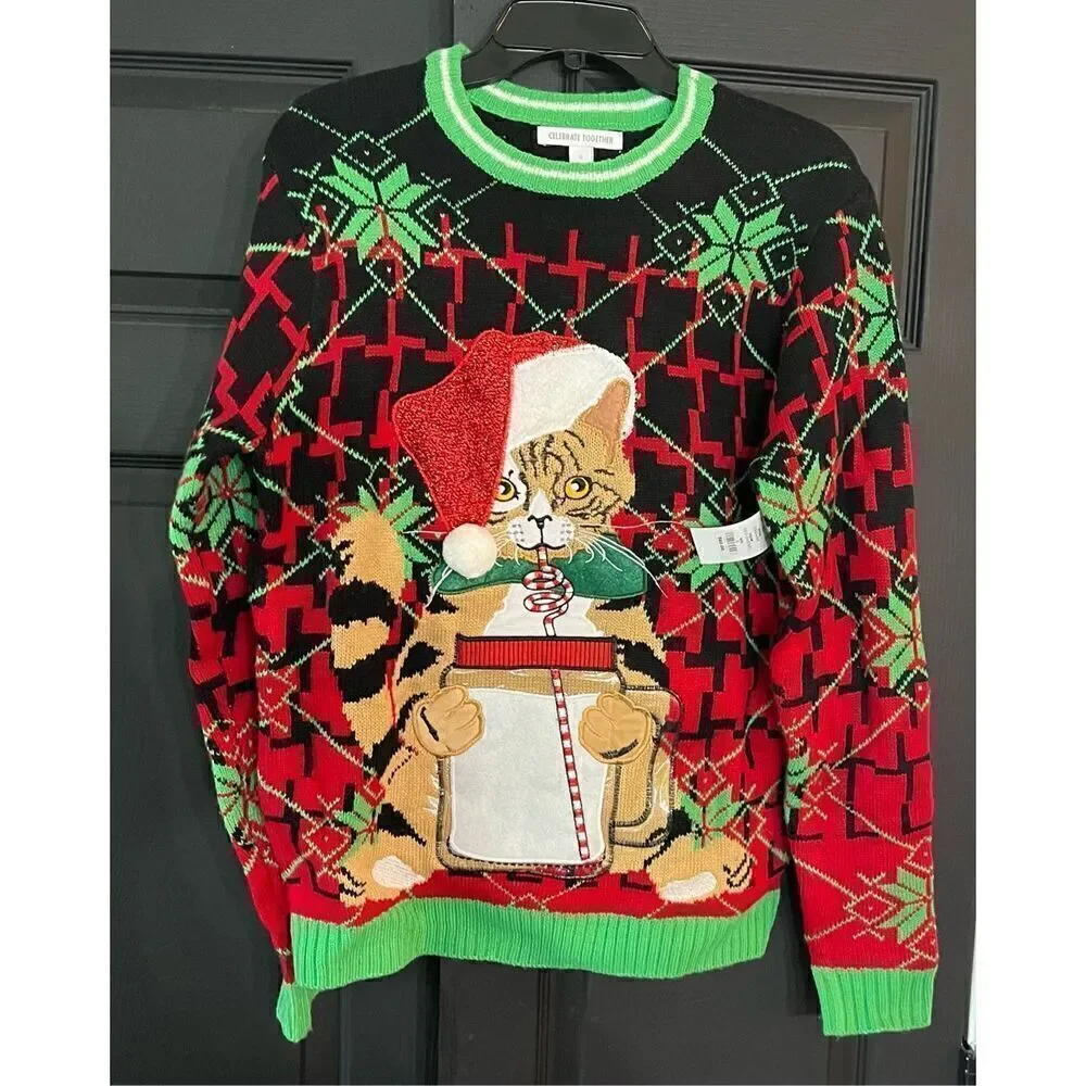 Men's Crewneck Who's Got Santa's Milk Christmas Sweater.